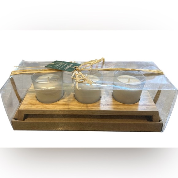 Pier 1 Import Soy Filled Candle Set With Wooden Holder Because Who Needs Therapy - Picture 1 of 5